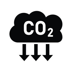 CO2 emission reduction Carbon Gas with green cloud flat icon emblem. Carbon dioxide neutrality design icon. vector illustration.