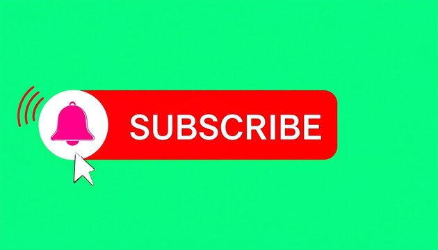 Red subscribe button, green background