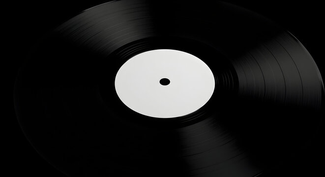 Blank Vinyl Record Close Up Studio Shot Perfect for Music Album Cover Design Template or Retro Background Image