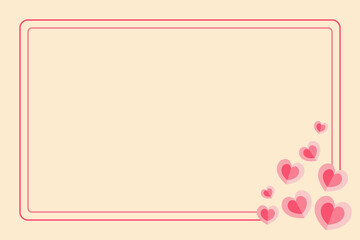 Pink poster frame decoration with heart icon. Template design for greeting cards, banners, photo frames, presentations