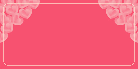 Pink banner background with heart icon. Template design for banners, presentations, greeting cards