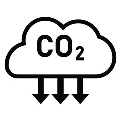 CO2 emission reduction Carbon Gas with green cloud flat icon emblem. Carbon dioxide neutrality design icon. vector illustration.