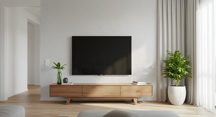 Modern Living Room Interior with TV and Minimalist Decor