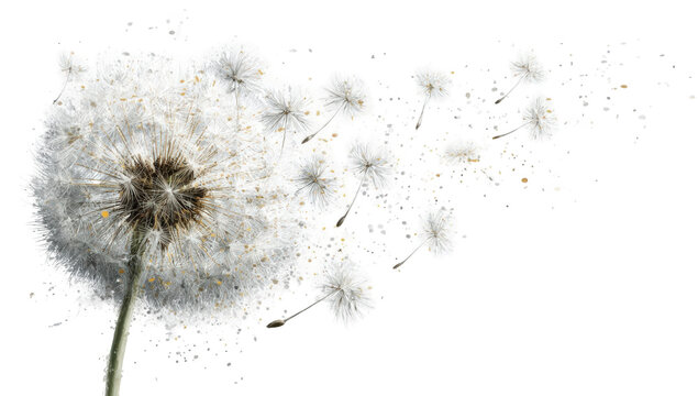 A dandelion seed head dispersing seeds (3)