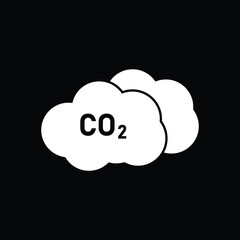 CO2 emission reduction Carbon Gas with green cloud flat icon emblem. Carbon dioxide neutrality design icon. vector illustration.