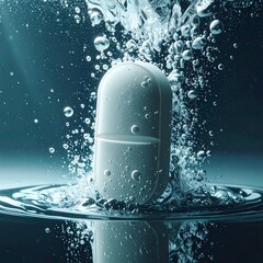 Pill dissolving in water