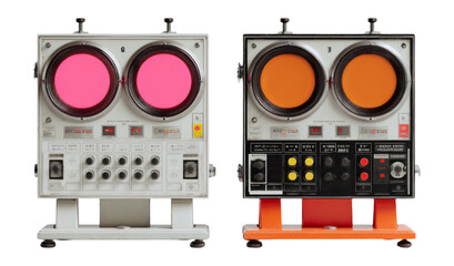 Vintage Electronic Device with Colorful Displays and Control Interface