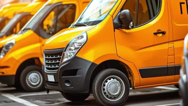 Delivery vans lined up in a row representing express shipping service