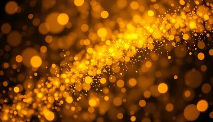 Abstract golden particles swirling with bokeh and lens flares,  modern art,  focus