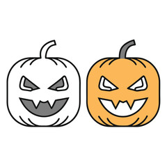 Pair of Halloween Pumpkins Featuring White and Orange