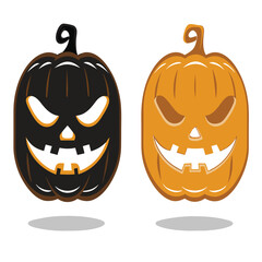 Spooky Halloween Jack O Lantern Pumpkins Illustration with Varying Colors
