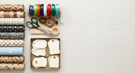Gift Wrapping Supplies Flatlay.