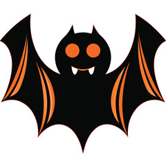 Cartoon Halloween Bat with Orange Eyes and Accents