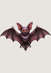 Obraz premium Cute Cartoon Bat with Big Eyes and Wings Spread