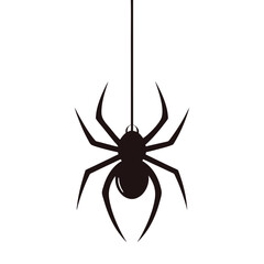 Hanging Spider Silhouette Vector Graphic Creepy Halloween Decoration