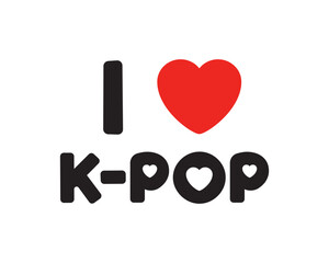 I Love K-POP print, Kawaii print for kpop fans, vector t-shirt print design