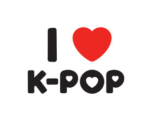 I Love K-POP print, Kawaii print for kpop fans, vector t-shirt print design