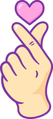 Fototapeta premium Korean finger heart vector symbol, Finger love icon, K-POP colorful sign design, Kawaii K-POP print for fans, cute cartoon vector illustration