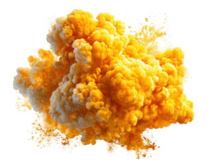 Explosive orange-yellow cloud of smoke
