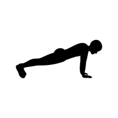 Silhouette of a person doing a plank exercise on a white background