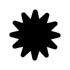 Abstract black starburst shape with rounded edges on a white background