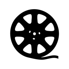 Obraz premium A minimalistic black and white illustration of a film reel movie symbol