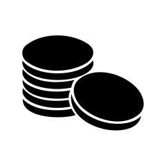 A Stack of Black Coins or Tokens with One on its Side