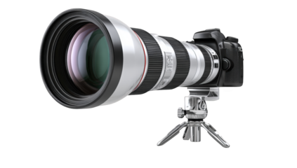 Telephoto lens mounted on camera