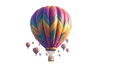 Colorful hot air balloon with smaller balloons
