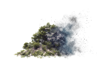 Abstract landscape, merging nature with ethereal mist