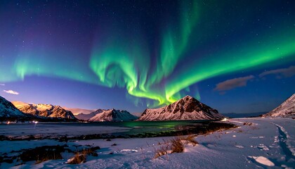 Northern Lights over snowy mountains (3)