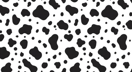 Abstract Dalmatian Dog Spot Pattern Seamless Texture Black White Design Background for Fabric Textile Print Wallpaper Wrapping Paper