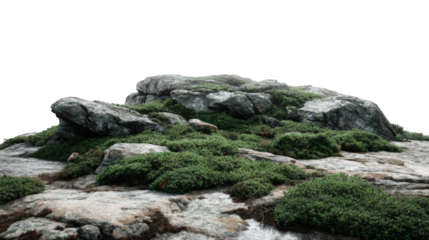Rocky outcrop with moss and greenery