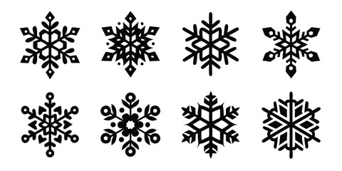 Collection of Unique Black and White Snowflake Designs for Winter Holiday Season