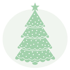 Elegant Christmas Tree Design with Polka Dots and Scalloped Edges