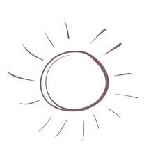 Hand-drawn sun icon radiating warmth and light, perfect for summer vibes and natural themes