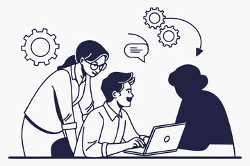 minimal-line-art-vector-set-of-teamwork---professi