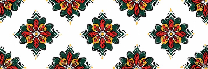 Seamless ornamental background with floral motif for textile wallpaper and interior design