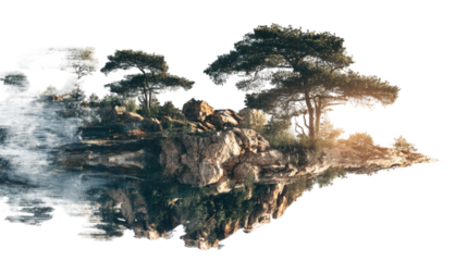 Floating landscape, misty edge