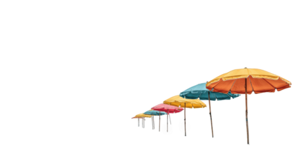 Colorful beach umbrellas lined up