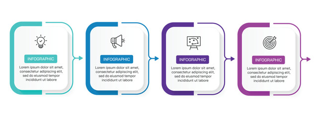 Steps business data visualization timeline process infographic template design with icons. Simple infographic design template