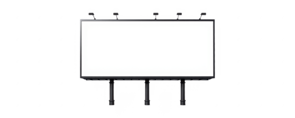 Large Modern Billboard Signboard with Multiple Mounting Poles Positioned in Empty Outdoor Area for Advertising or Information Display