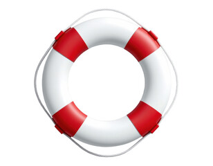 Classic life buoy floating isolated on white background for safety rescue and emergency flotation device in nautical and maritime environments