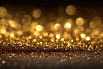 Golden glitter bokeh, dark background