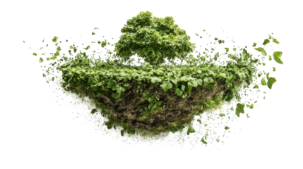 Floating island of lush greenery