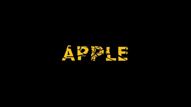 Shatter apple Text Animation.Broken and Exploding Typography Effect withMotion Graphics, Presentations, and Creative Videos.Dynamic Shatter Typography
