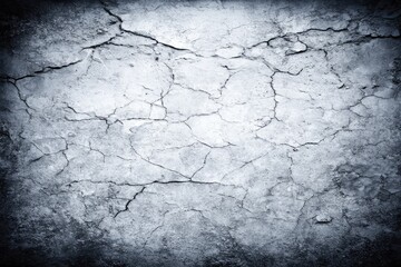 Cracked, dry earth texture; muted blue tones, dark vignette