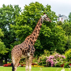 Obraz premium Giraffe in a park/zoo garden