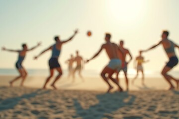 Generative AI Beach Volleyball Action Scene.