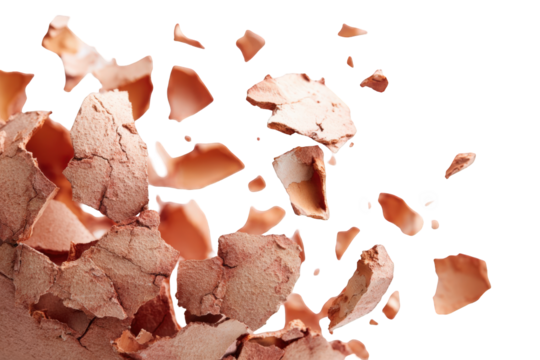 Broken eggshell fragments scattered